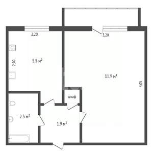 1-к квартира, вторичка, 31м2, 3/5 этаж