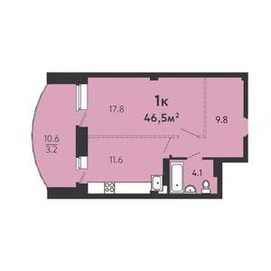 1-к квартира, строящийся дом, 43м2, 11/16 этаж