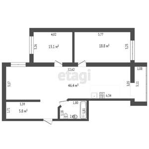 3-к квартира, вторичка, 86м2, 9/9 этаж
