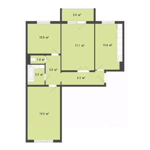 3-к квартира, строящийся дом, 77м2, 1/10 этаж