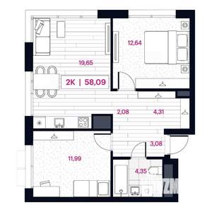 2-к квартира, вторичка, 58м2, 13/15 этаж