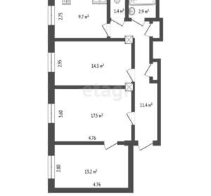 3-к квартира, вторичка, 71м2, 2/5 этаж