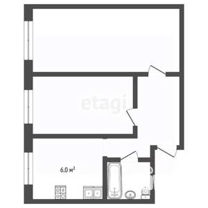 2-к квартира, вторичка, 41м2, 1/5 этаж