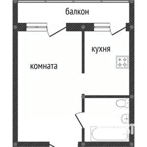 1-к квартира, вторичка, 38м2, 4/16 этаж