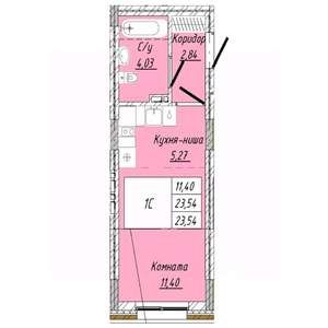 1-к квартира, вторичка, 24м2, 1/8 этаж