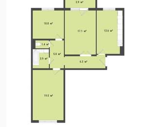 3-к квартира, вторичка, 77м2, 5/10 этаж