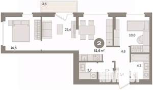 2-к квартира, вторичка, 62м2, 3/8 этаж