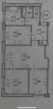 3-к квартира, вторичка, 59м2, 1/5 этаж