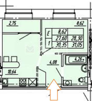 1-к квартира, вторичка, 31м2, 5/13 этаж