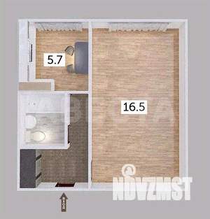 1-к квартира, вторичка, 28м2, 4/5 этаж