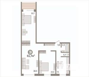 3-к квартира, вторичка, 60м2, 1/9 этаж