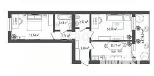 2-к квартира, строящийся дом, 63м2, 13/16 этаж