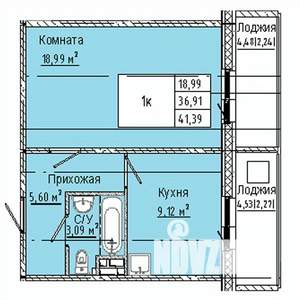 1-к квартира, строящийся дом, 41м2, 6/10 этаж