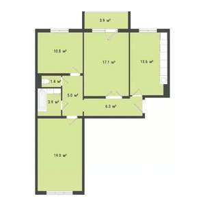 3-к квартира, строящийся дом, 77м2, 8/10 этаж