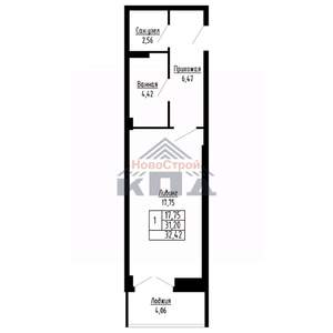 1-к квартира, вторичка, 32м2, 14/16 этаж