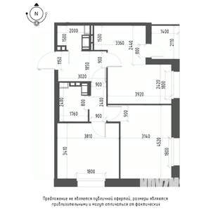 2-к квартира, вторичка, 60м2, 9/9 этаж