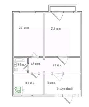 2-к квартира, вторичка, 80м2, 5/5 этаж