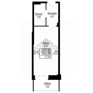 1-к квартира, строящийся дом, 28м2, 10/16 этаж