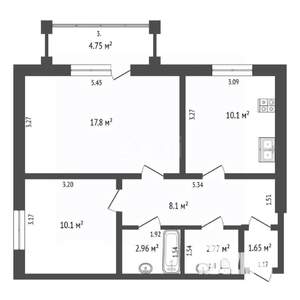 2-к квартира, вторичка, 51м2, 1/4 этаж