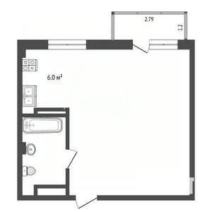 Студия квартира, вторичка, 28м2, 1/8 этаж