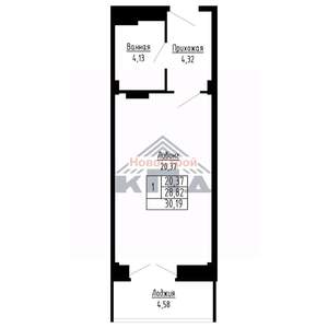 1-к квартира, строящийся дом, 30м2, 15/16 этаж