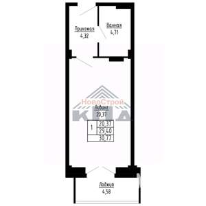 1-к квартира, строящийся дом, 31м2, 2/16 этаж