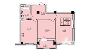 2-к квартира, вторичка, 63м2, 4/16 этаж
