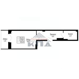 1-к квартира, строящийся дом, 30м2, 5/16 этаж