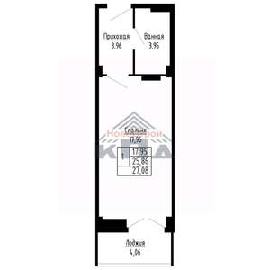 1-к квартира, вторичка, 27м2, 11/16 этаж