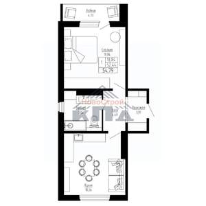 1-к квартира, строящийся дом, 55м2, 14/16 этаж