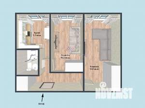 2-к квартира, вторичка, 40м2, 7/9 этаж