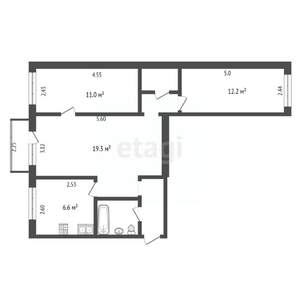 3-к квартира, вторичка, 59м2, 4/5 этаж