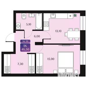 1-к квартира, вторичка, 47м2, 3/9 этаж