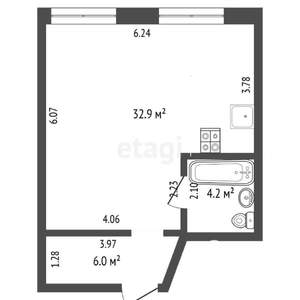 Студия квартира, вторичка, 42м2, 3/9 этаж