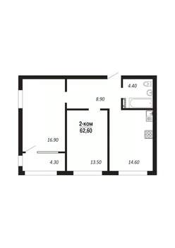 2-к квартира, строящийся дом, 63м2, 14/16 этаж