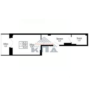 1-к квартира, строящийся дом, 30м2, 10/16 этаж