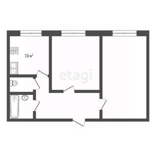 2-к квартира, вторичка, 53м2, 7/9 этаж