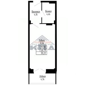 1-к квартира, строящийся дом, 30м2, 7/16 этаж