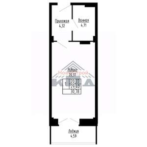 1-к квартира, вторичка, 31м2, 12/16 этаж