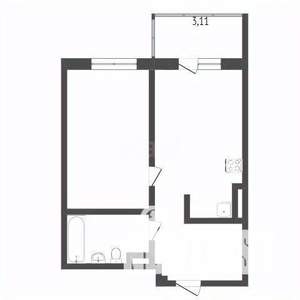 1-к квартира, вторичка, 44м2, 1/10 этаж