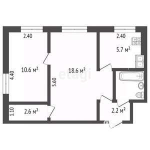 2-к квартира, вторичка, 42м2, 4/5 этаж