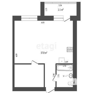 Студия квартира, вторичка, 41м2, 9/17 этаж