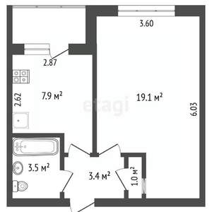 1-к квартира, вторичка, 35м2, 4/5 этаж