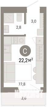 Студия квартира, вторичка, 22м2, 5/16 этаж