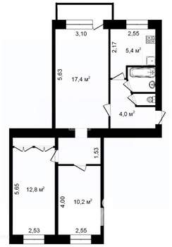 3-к квартира, вторичка, 60м2, 5/5 этаж
