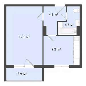 1-к квартира, строящийся дом, 37м2, 4/10 этаж