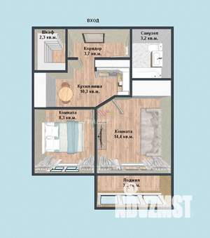 2-к квартира, вторичка, 42м2, 1/9 этаж