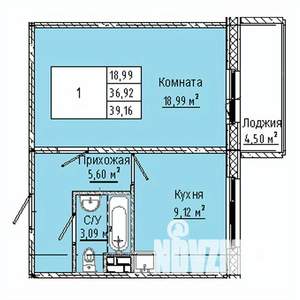 1-к квартира, вторичка, 39м2, 1/10 этаж