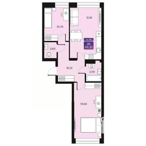 2-к квартира, вторичка, 68м2, 5/9 этаж