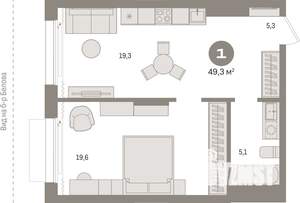 1-к квартира, вторичка, 49м2, 2/17 этаж